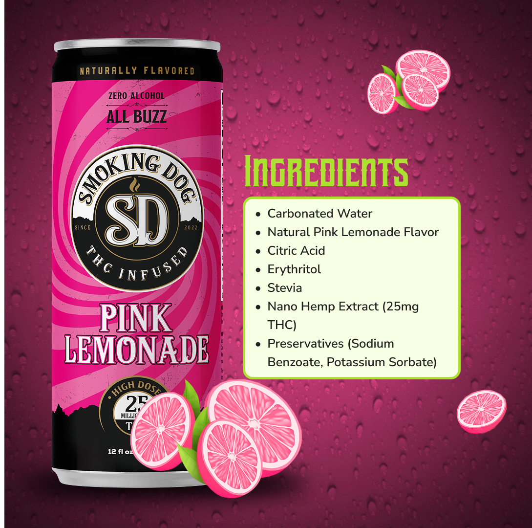 THC Seltzer Pink Lemonade 25mg - 12 Pack