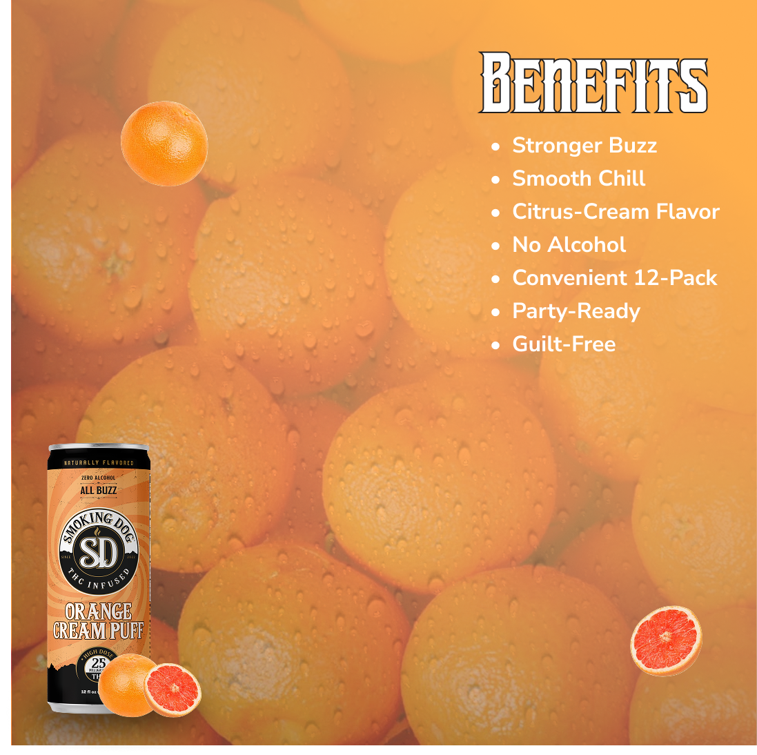 THC Seltzer Orange Cream 25mg - 12 Pack