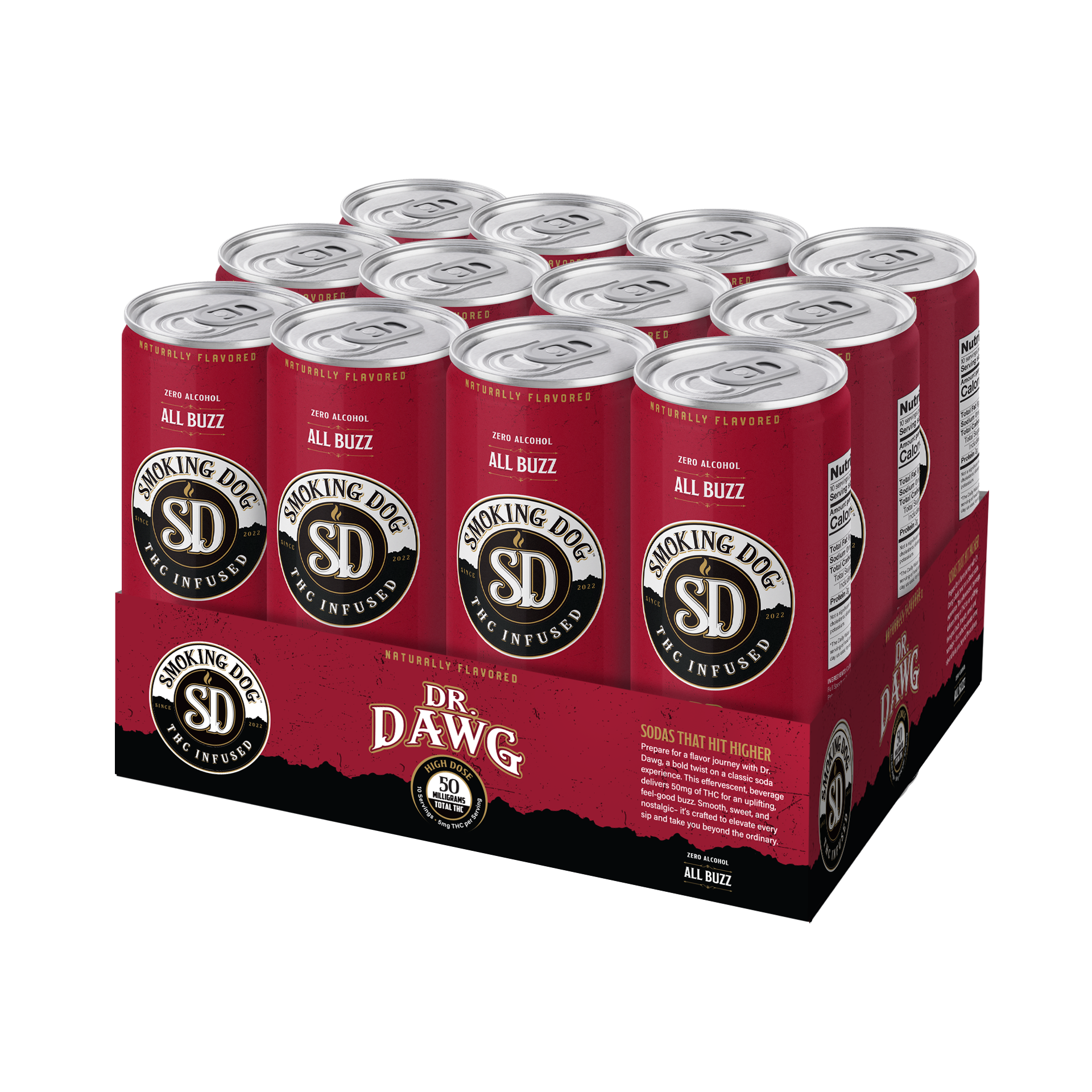 Smoking Dog Dr. Dawg 50mg THC seltzer 12-pack tray of cans