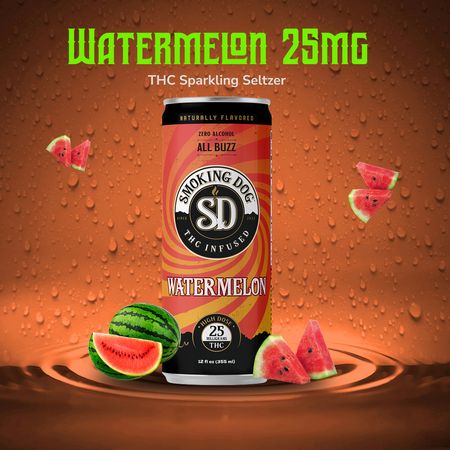 THC Infused Seltzer Watermelon 25mg - 12 pack | Smoking Dog