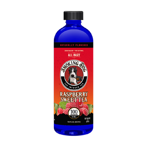 Smoking Dog Raspberry Sweet Tea bottle, 100mg hemp-derived THC, zero alcohol