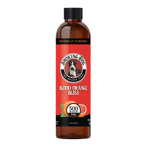 Smoking Dog Blood Orange Bliss THC infused syrup bottle, 500mg THC