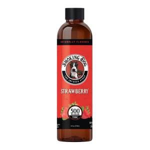 Smoking Dog Strawberry THC infused syrup bottle, 500mg THC