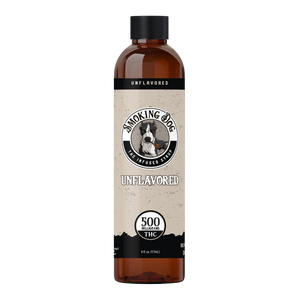 Smoking Dog Unflavored THC infused syrup bottle, 500mg THC
