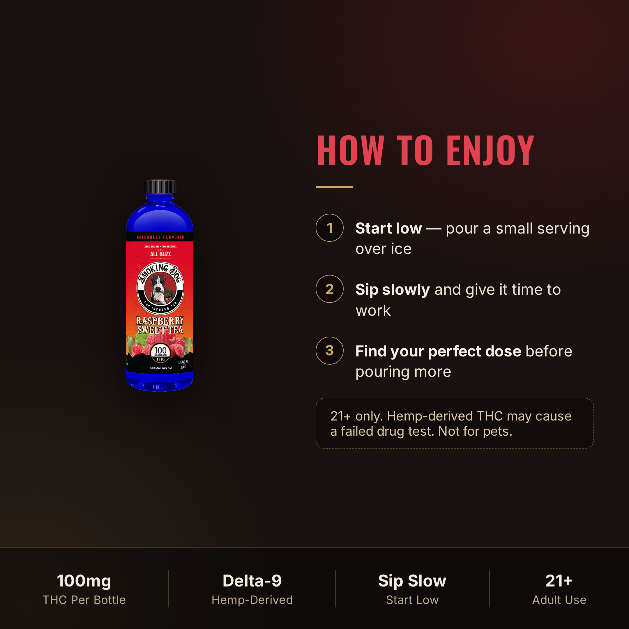 How to enjoy Smoking Dog Raspberry Sweet Tea: start low, sip slowly