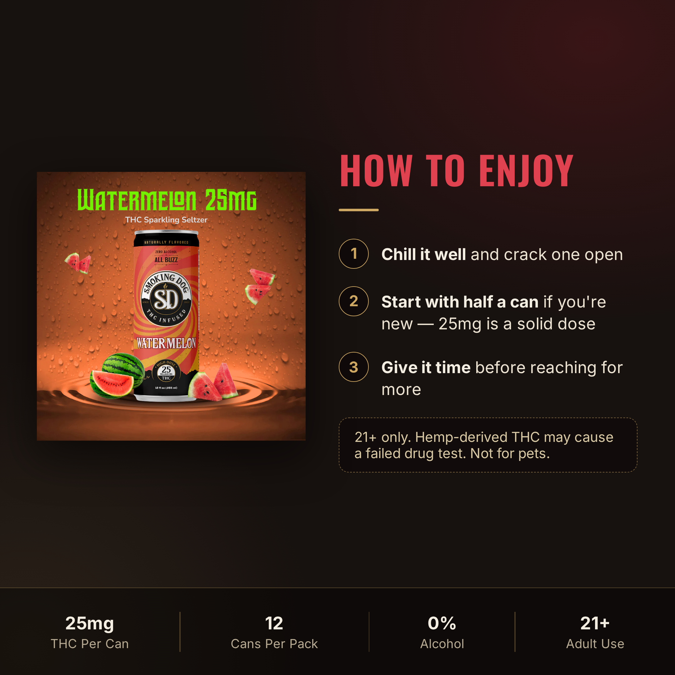 How to enjoy Smoking Dog Watermelon THC seltzer: serving guidance