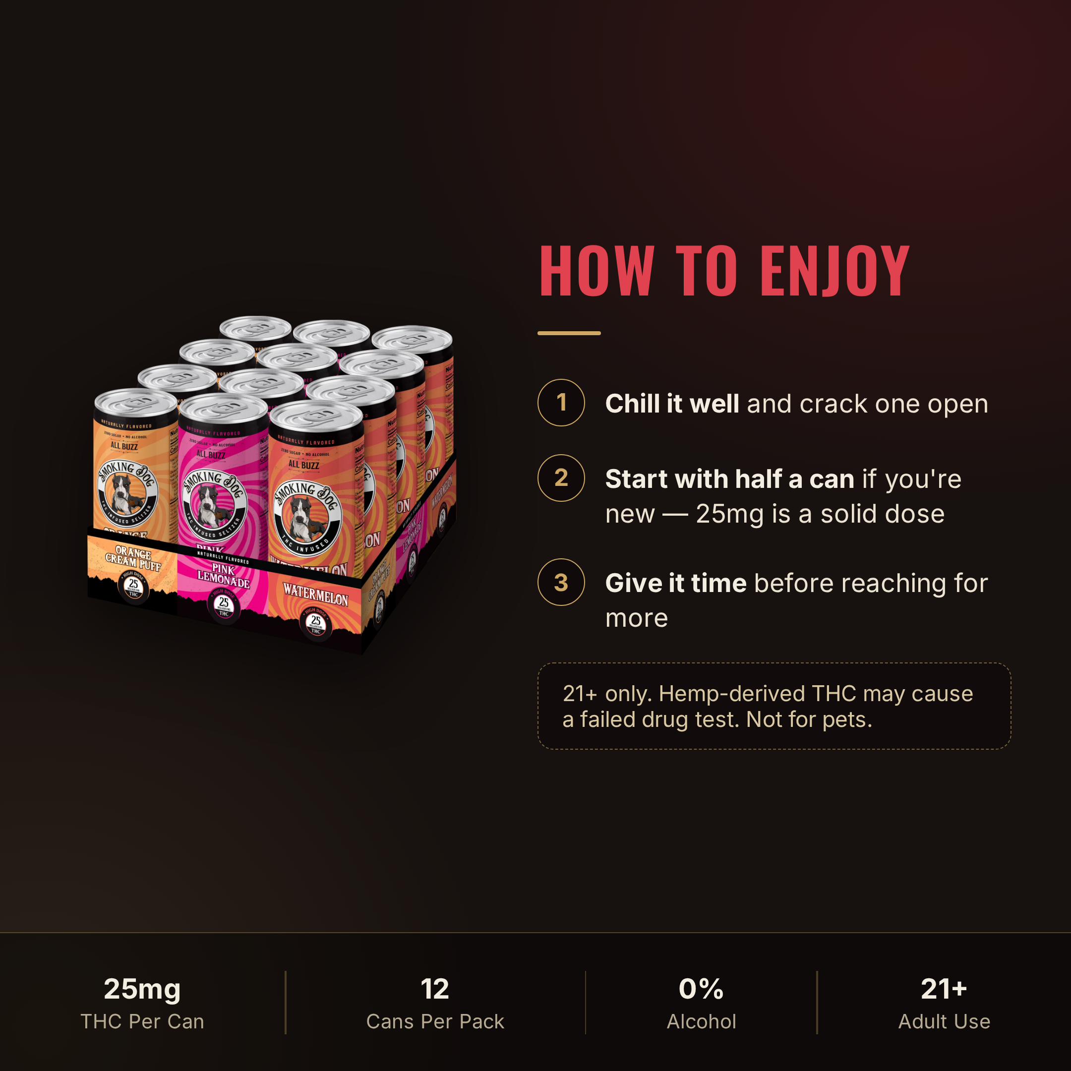 How to enjoy Smoking Dog Mixed Pack THC seltzer: serving guidance