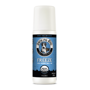 Smoking Dog Freeze cold therapy roll-on bottle, 250mg nano THC and 250mg CBD